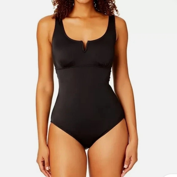 Anne Cole Limited Edition Black Ribbed One Piece Swimsuit SZ XXL NEW - Picture 1 of 16